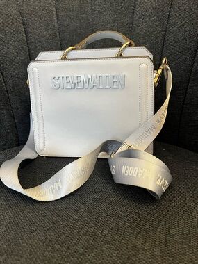 Steve Madden Structured Top Handle Crossbody Bag – Light Blue Gray